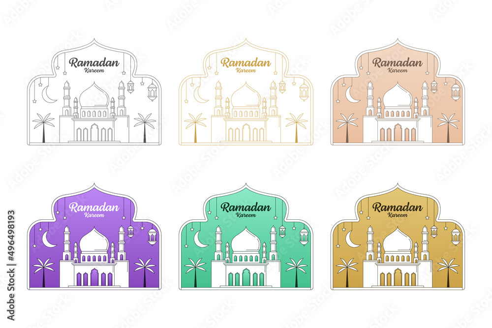 Obraz premium Ramadan kareem vector design illustration monoline or line art style
