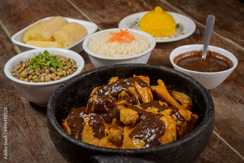 Chicken with brown gravy. Traditional cuisine from the northeast of Brazil.