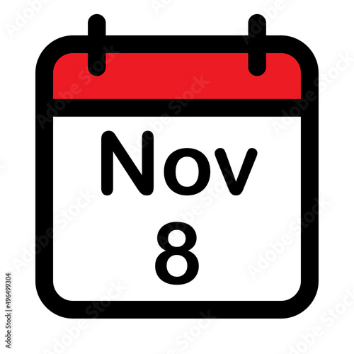 Calendar icon with eighth November