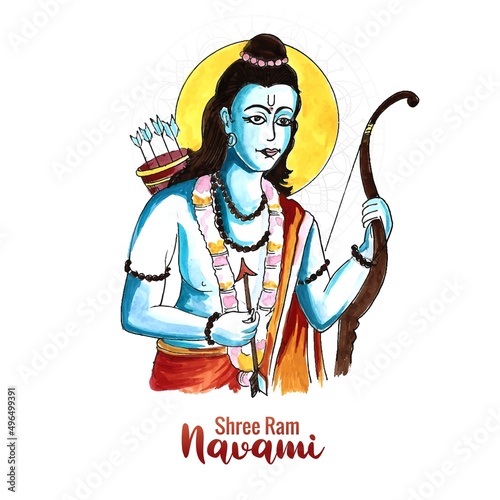 Beautiful Shri ram navami blessing wishes greeting card background