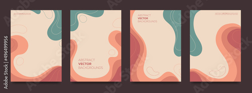 Collection of abstract backgrounds with liquid paint. Vector.