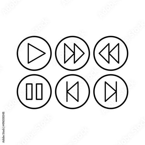 Music button vector icon set on white background