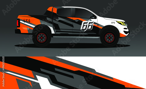 Editable template for wrapping trucks with abstract stickers. High resolution vector graphics.