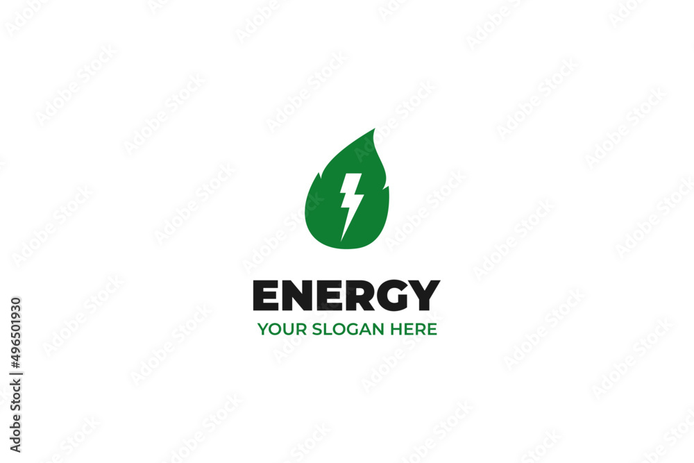 View of Flat green energy logo design vector template Stock Vector | Adobe Stock