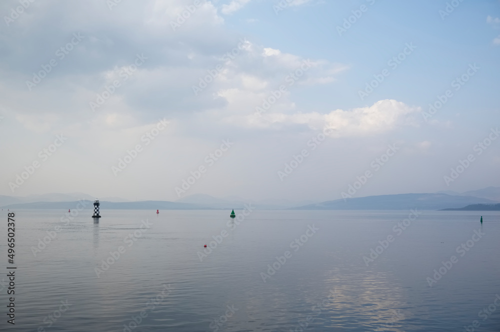 Mindfulness empty background with sea and blank sky