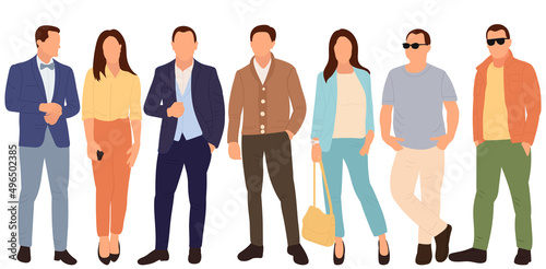 standing people flat design, isolated, vector