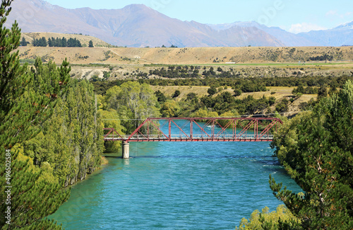 The red bridge across Clutha River  new Zealand