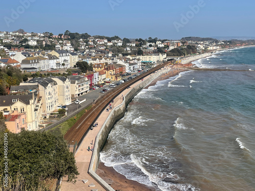 Wide angle view of the seafront at Dawlish, Devon