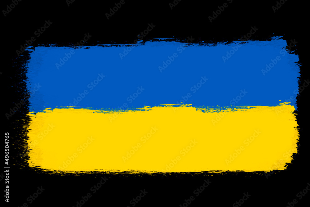 Obraz premium illustration of the flag of Ukraine on a black background. imitation oil painting. Glory to Ukraine