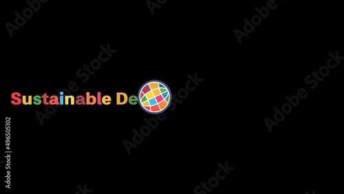 SDGsイメージ、SDGsのロゴが回る地球アイコンについて現れるアニメーション（透過）
