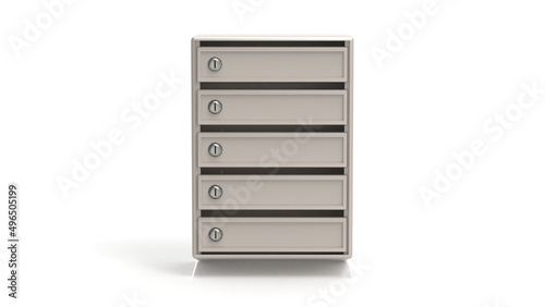 Mailbox render on a white background. 3D rendering © denlog