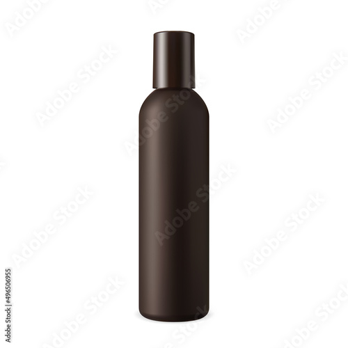 Cylinder spray can mockup. Deodorant aerosol spray bottle. Brown cosmetic hairsprayaluminum container. Mist aerosol tin with plastic cap, 3d blank mock up. Antiperspirant bottle design