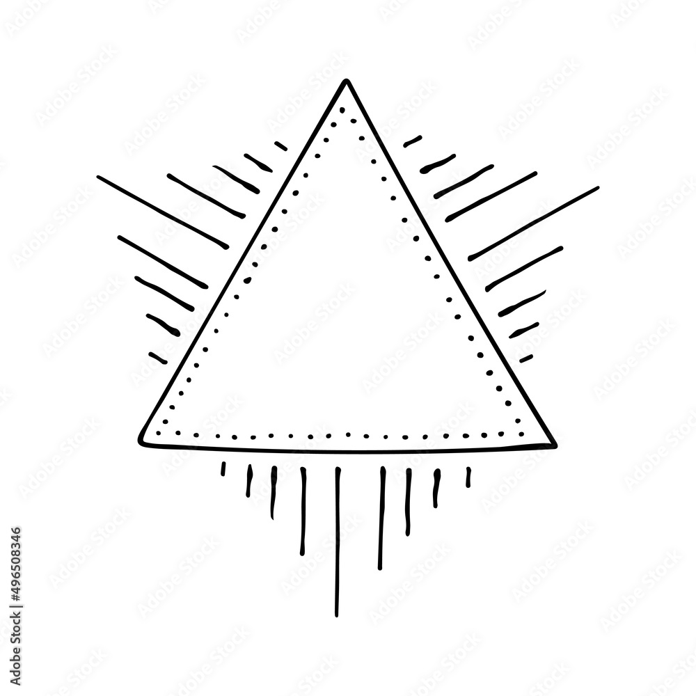 Magic triangle line art. Triangular symbol of the top of the world. The