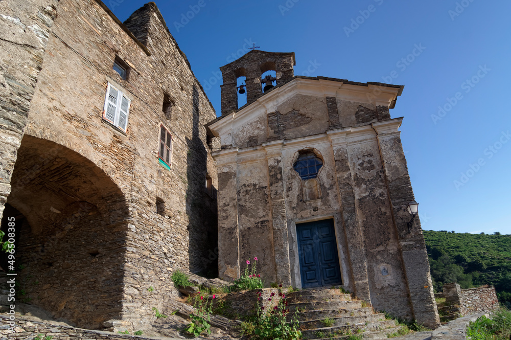 Saint-Pierre-Saint-Paul church in Velone Orneto village.  Costa verde mountain
