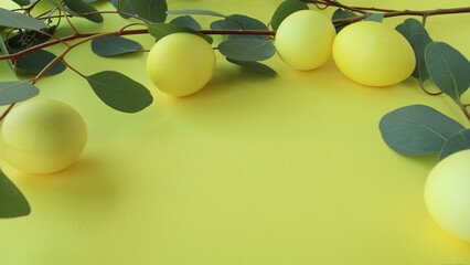 Easter egg banner background with decorative bottom border and copy space.