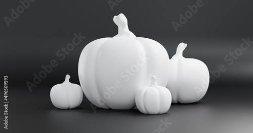 Orange pumpkin on bright background, holiday decoration. 3D illustration. For web and print. Multiple pumpkins isolated for halloween ad october