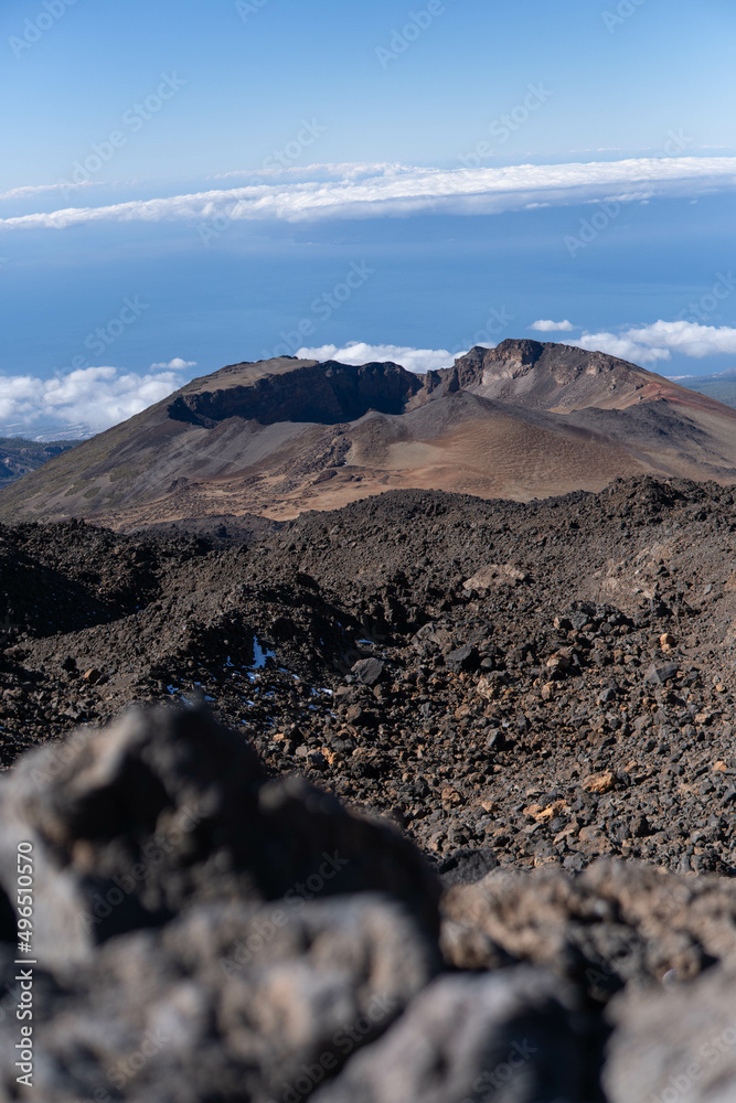 Photo of the National Park of Teide, with the volcano in Tenerife during a sunny day in winter.