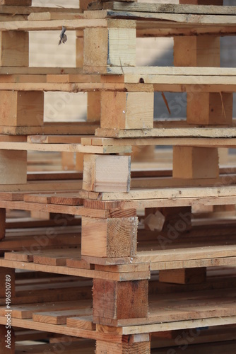 Stacked wooden pallets