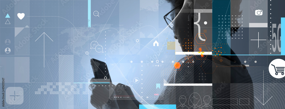 Businesswoman Using Mobile Phone Business Technology Telecommunication and Communication 5G Network Connection Concept