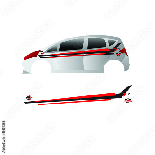 Vector car body sticker design. Car wrap sticker. Car body modification sticker.