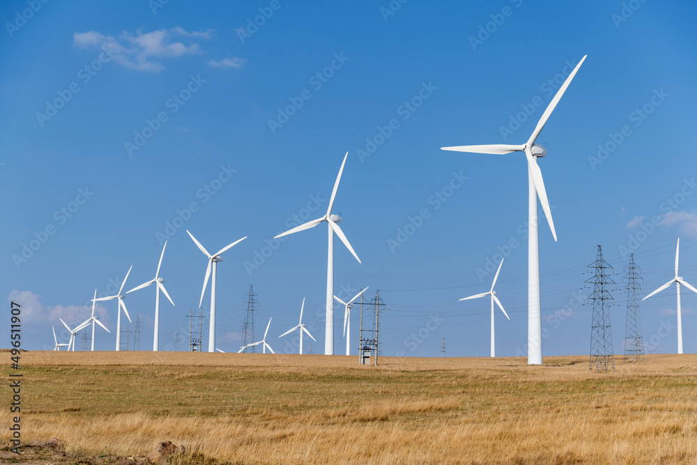 Wind turbines on autumn landsape Wind turbines on autumn landsape