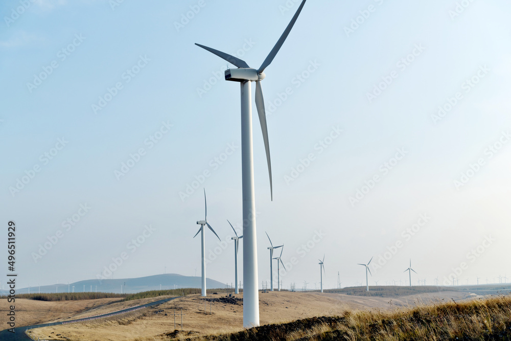Wind turbines on autumn landsape Wind turbines on autumn landsape