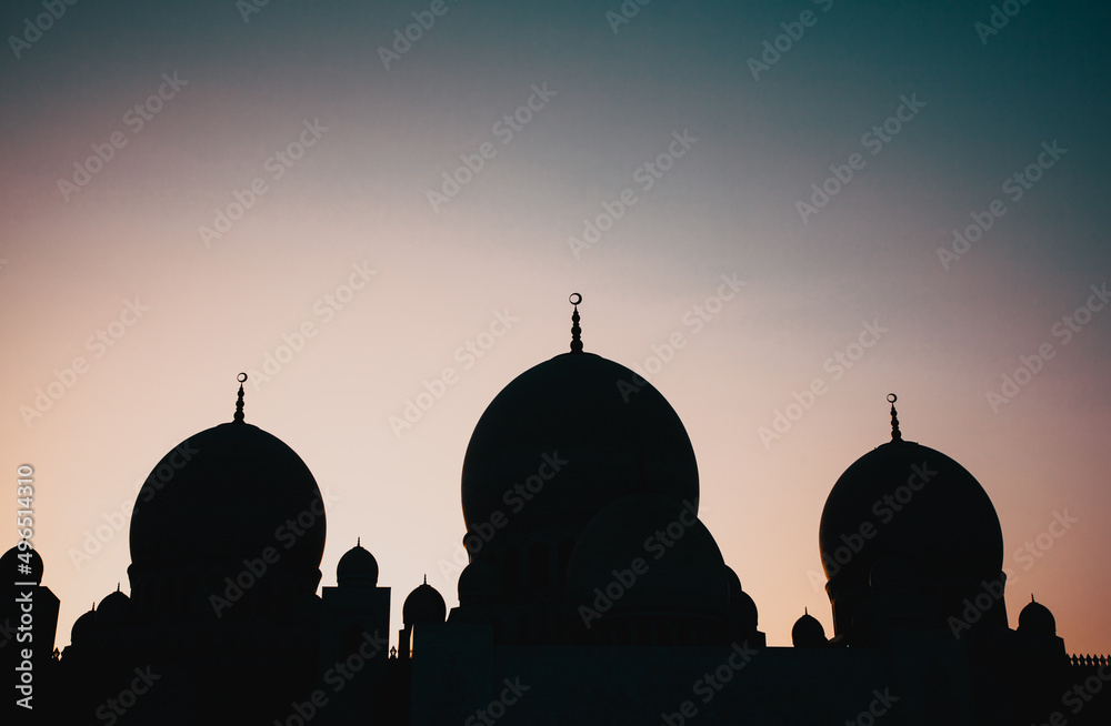 sheikh zayed grand mosque silhouette, Abu Dhabi, UAE