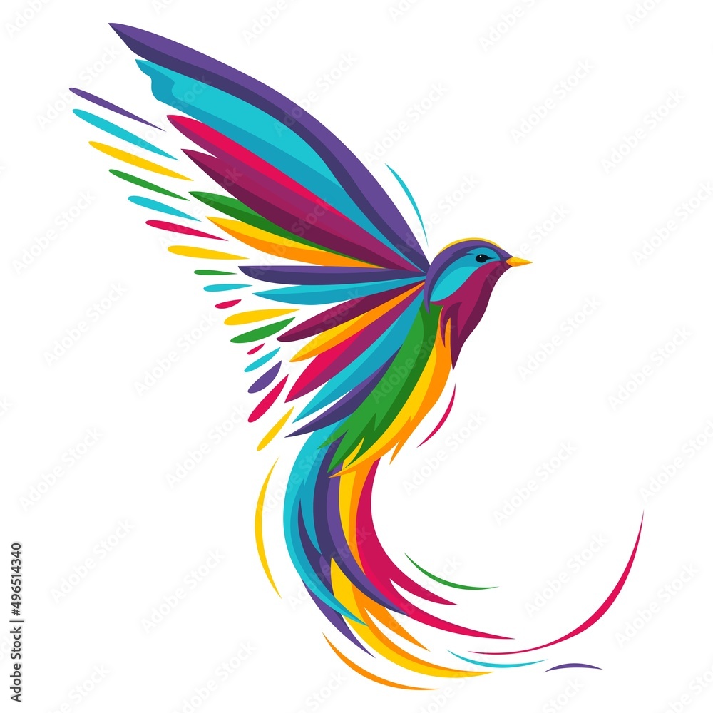 Vector illustration of a rainbow bird in flight Vector illustration of a rainbow bird in flight