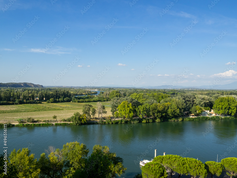 View to Barthelasse island across Rhône River, Avignon