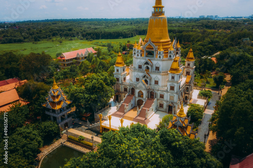 Aerial view of Buu Long Pagoda in Ho Chi Minh City. A beautiful buddhist temple hidden away in Ho Chi Minh City at Vietnam. © CravenA
