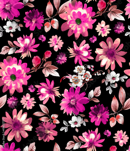 Seamless watercolor tropical pattern  floral print.