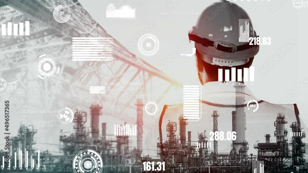 Future factory plant and inventive energy industry concept in creative ...