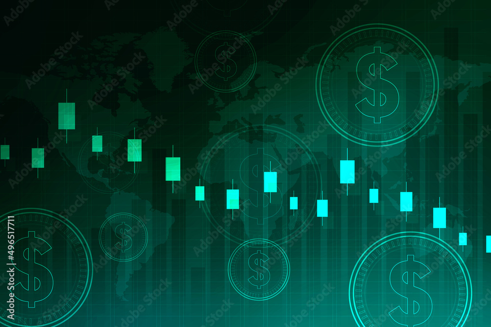 Naklejka premium 2d rendering Stock market online business concept. business Graph 