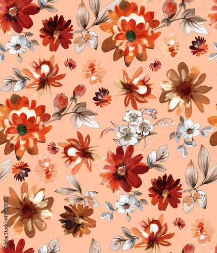 Wallpaper Mural Seamless watercolor tropical pattern, floral print. Torontodigital.ca