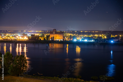 Plock, Poland - August 12, 2021. Vistula river at night