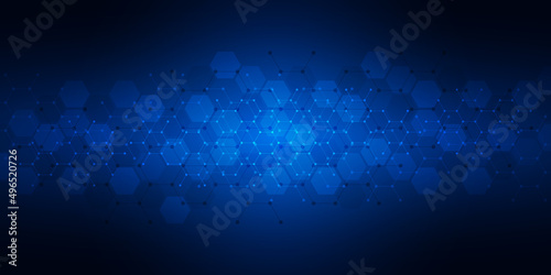 Abstract technology background and design element with hexagons pattern and geometric shapes for your drafting