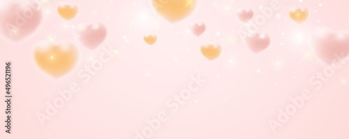 Photography girlish yellow pink love heart and bokeh shine star decoration