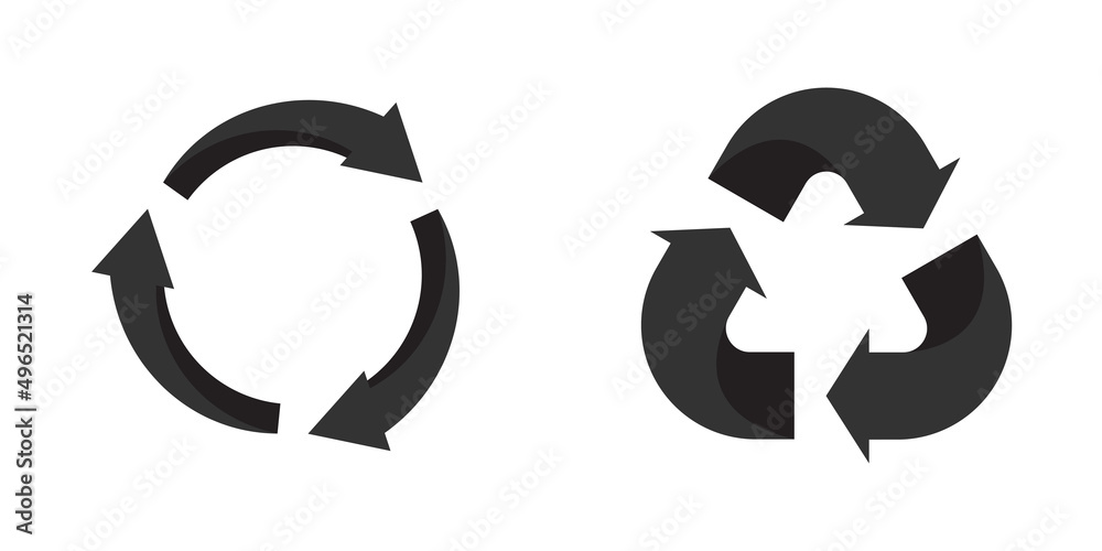 Recycle icon symbol. Reuse sign isolated on white background. Vector illustration. Recycle icon symbol. Reuse sign isolated on white background. Vector illustration.