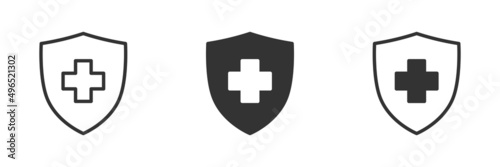 Health shield icons. Health protection symbols. Safety medicine. Vector illustration.