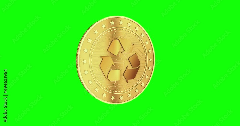 Recycling, ecology, e-waste and money circulation isolated gold coin on ...