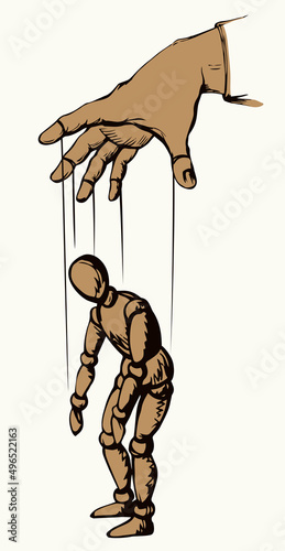 Man is a puppet. Vector drawing