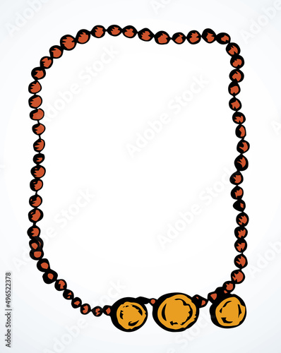 Antique beads. Vector drawing frame