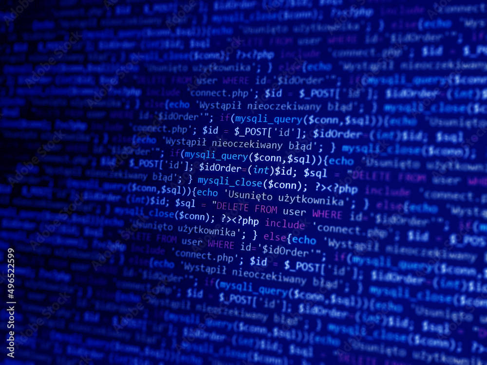 Software development monitor screen background. Developer display with source code. Programming concept Software development monitor screen background. Developer display with source code. Programming concept