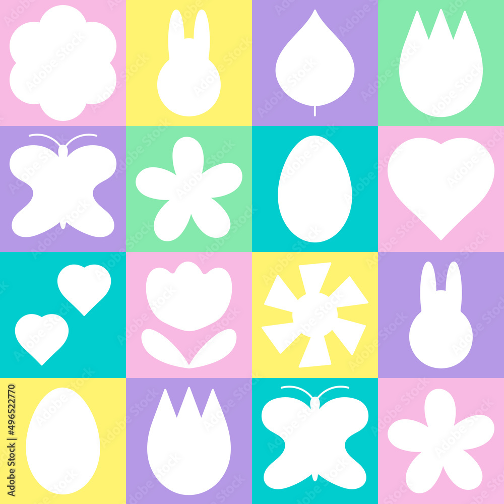 Easter. Neo geo poster. Background with geometric shapes. Vector