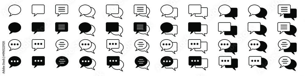 Chat icons vector isolated element. Set of talk bubble speech signs. Blank bubbles vector icons. Message vector icons.