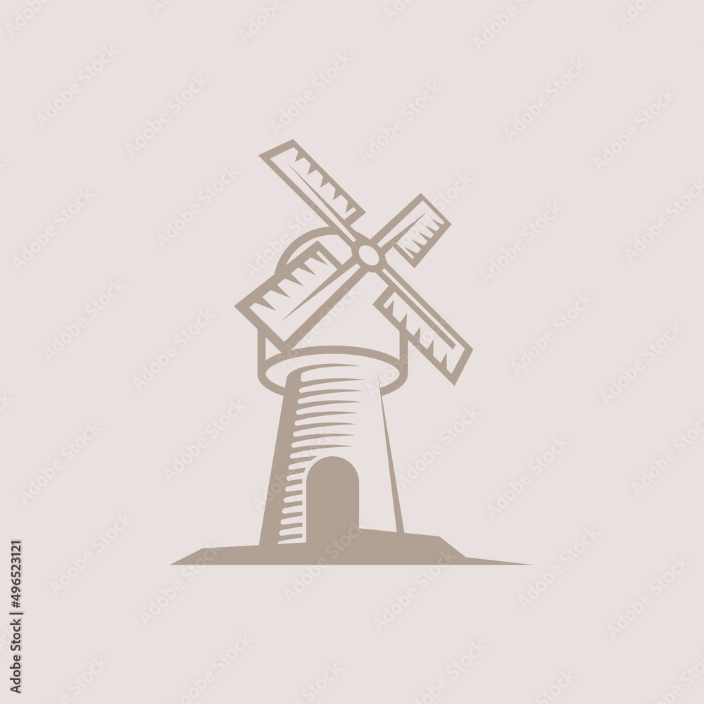 Windmill Logo Design Concept Vector. Building Logo Design Concept Vector