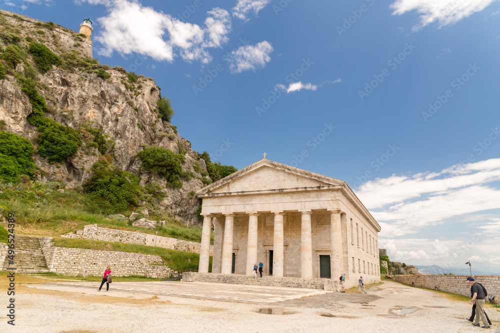 corfu city st george church in the castle of the city in spring greece