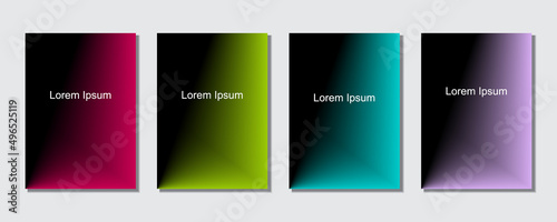 Set of abstract covers design templates with trendy gradient background.  Cool vibrant colors. Applicable for banners, flyers, presentations, posters and reports. Eps10 Vector illustration.