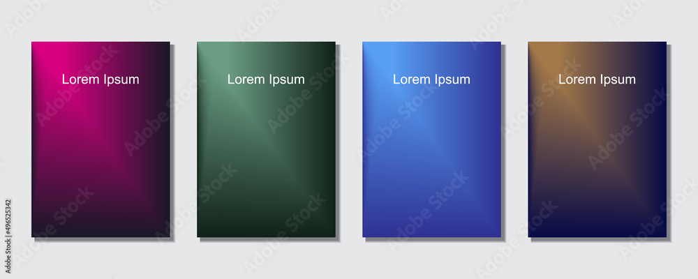 Set of abstract covers design templates with trendy gradient background. Cool vibrant colors. Applicable for banners, flyers, presentations, posters and reports. Eps10 Vector illustration. Set of abstract covers design templates with trendy gradient background. Cool vibrant colors. Applicable for banners, flyers, presentations, posters and reports. Eps10 Vector illustration.
