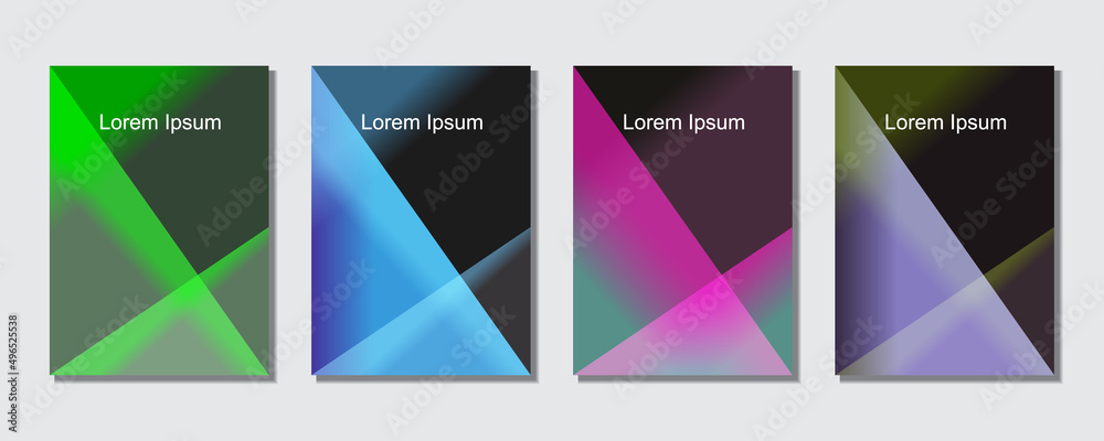 Set of abstract covers design templates with trendy gradient background. Cool vibrant colors. Applicable for banners, flyers, presentations, posters and reports. Eps10 Vector illustration. Set of abstract covers design templates with trendy gradient background. Cool vibrant colors. Applicable for banners, flyers, presentations, posters and reports. Eps10 Vector illustration.
